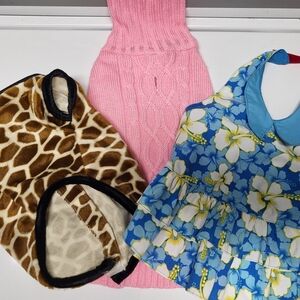 Pet Apparel Set - Pink, Giraffe Print, Floral Blue